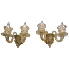 Retro Pair of Classic Design Murano Glass Wall Sconces