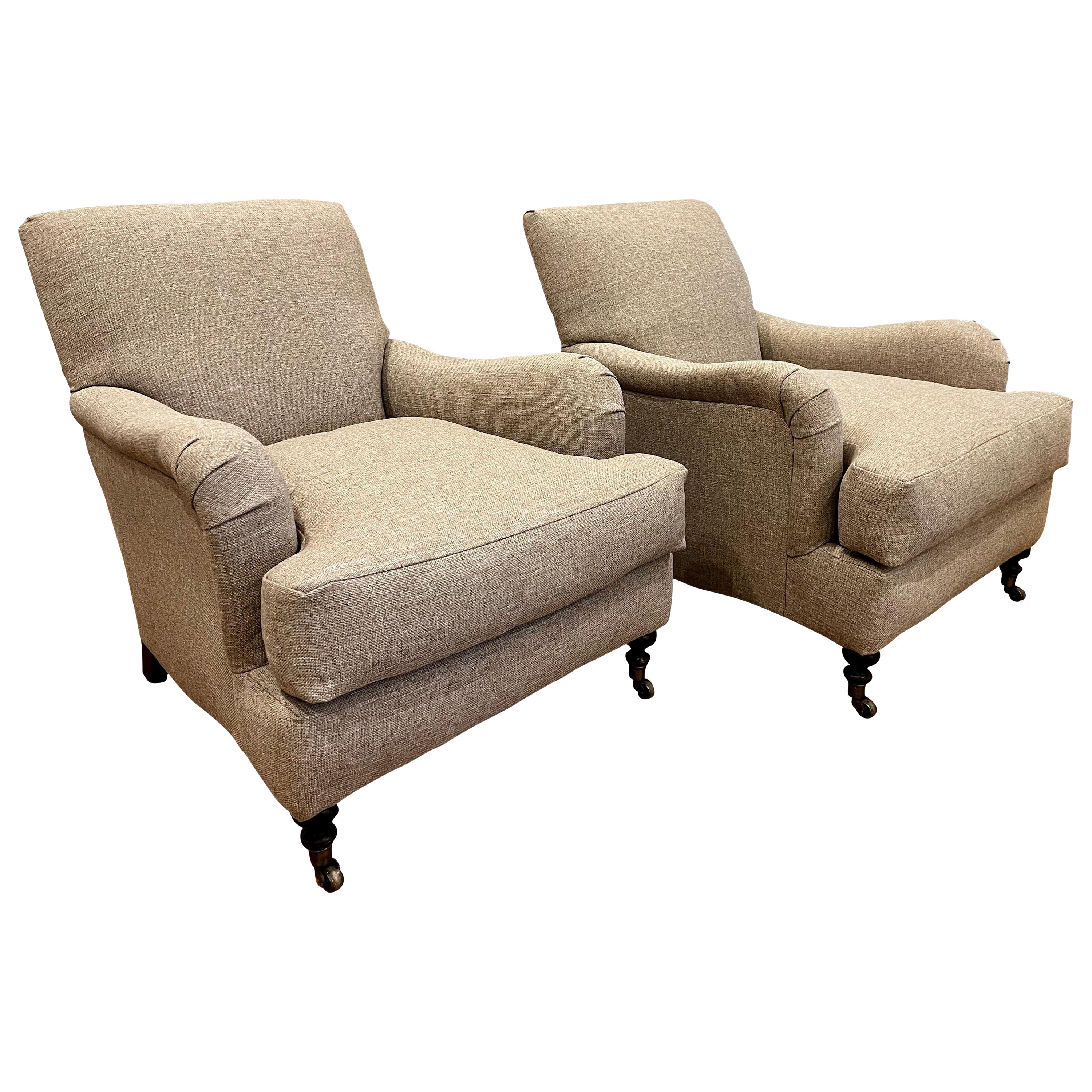 Pair of Classic English Armchairs by Lee Industries, Style of George Smith