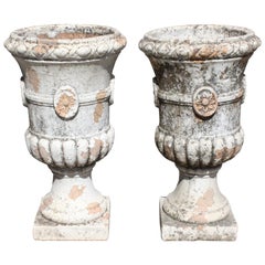 Pair of Classic French Terracotta Ribbon Urns