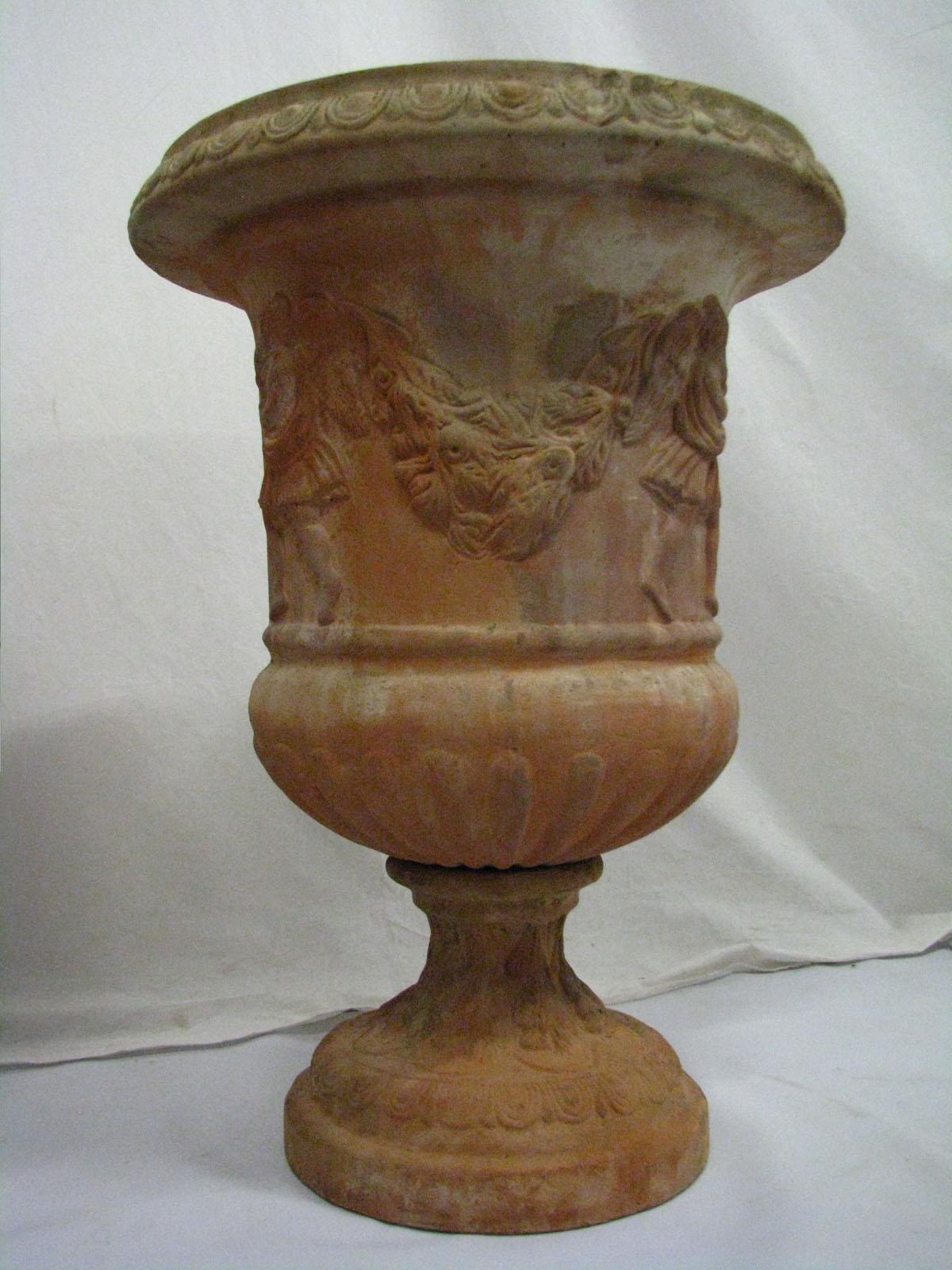 Pair of Classic Garden Vases 'Jardinières' Fired Clay, 20th Century For Sale 1