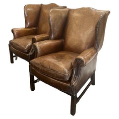 Paire de chaises à dossier en cuir Classic Gentleman's