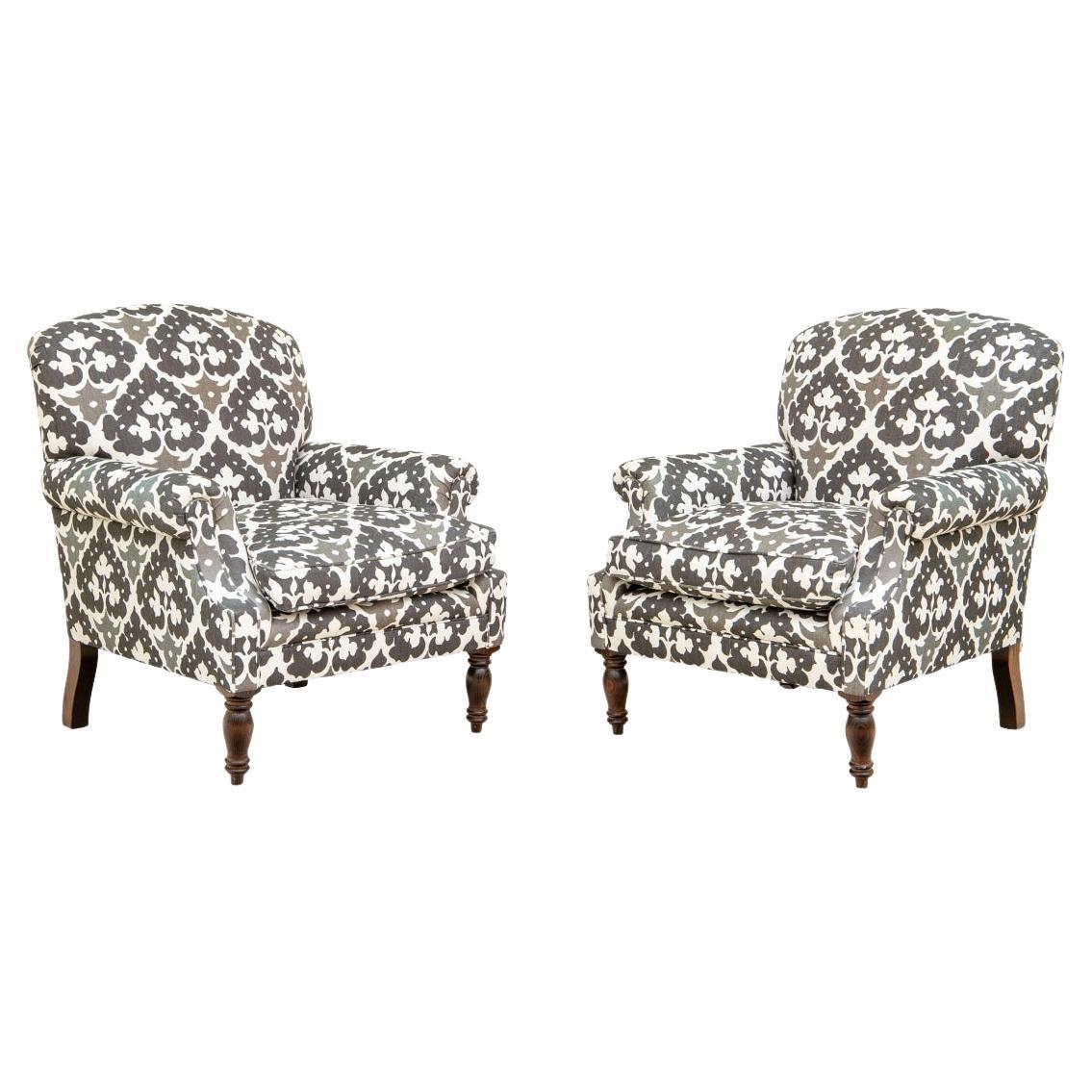 Pair of Classic George Smith Custom “Dahl” Club Chairs