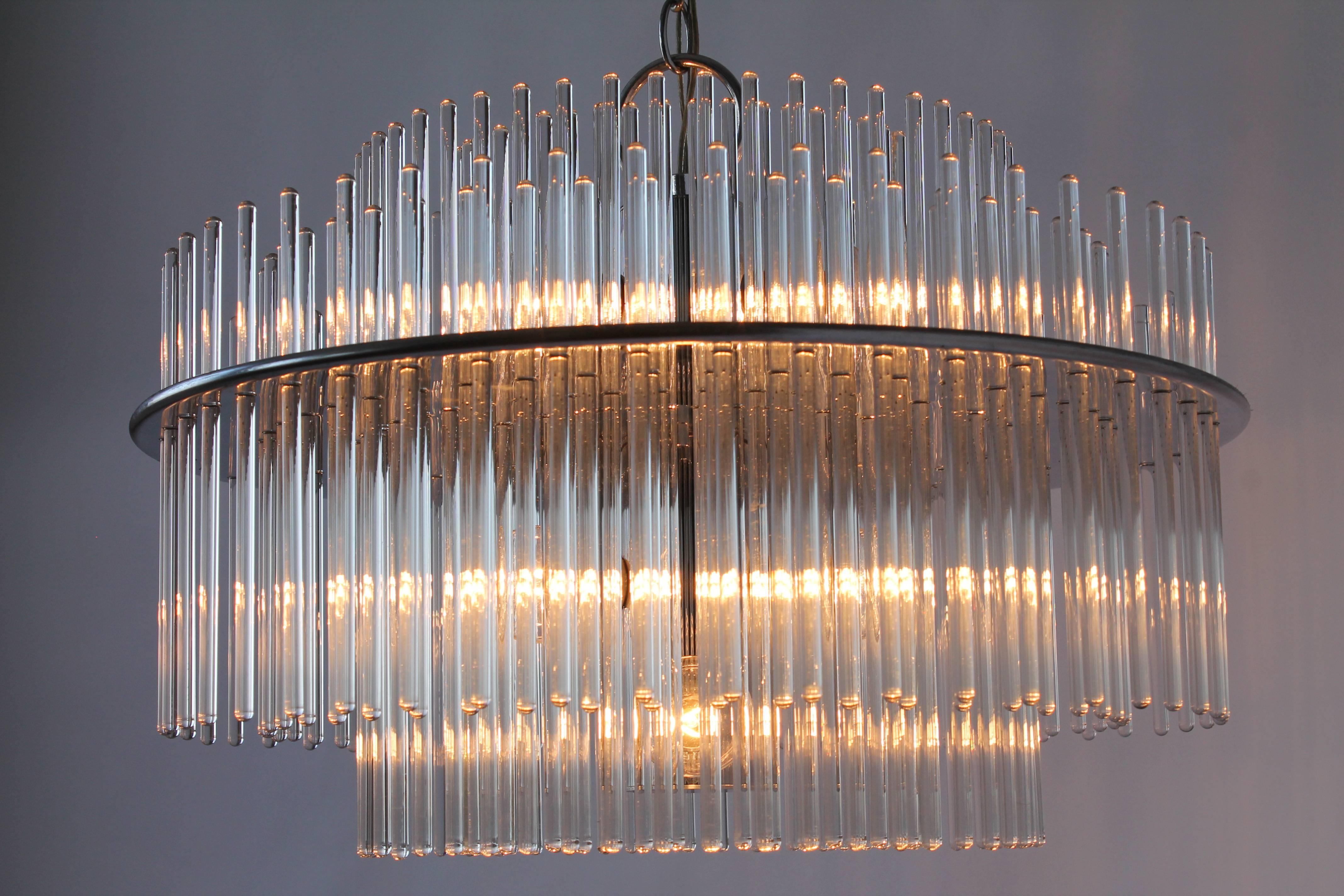 American Classic Glass Rod Chandelier from Lightolier, 1980s, USA