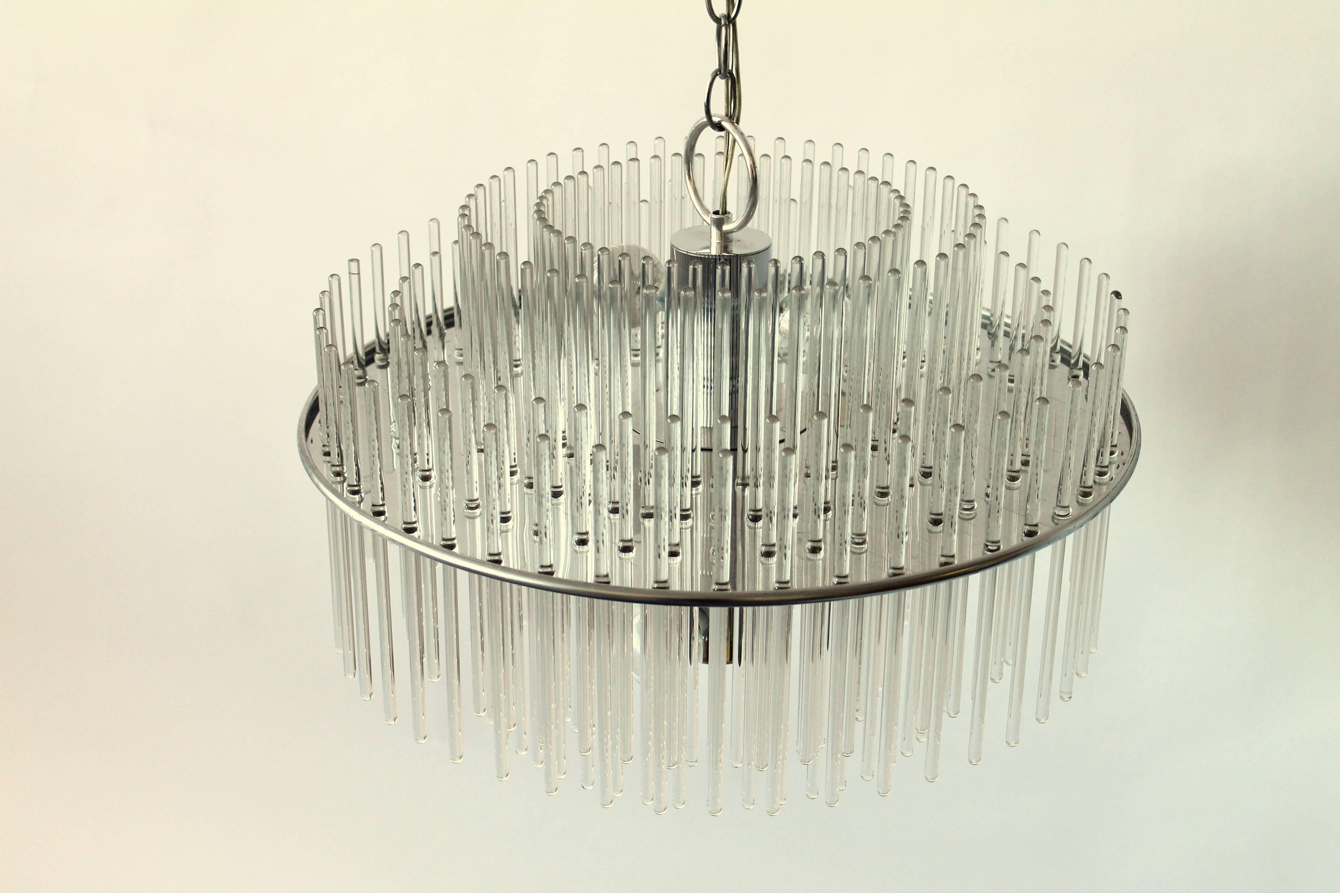 Classic Glass Rod Chandelier from Lightolier, 1980s, USA In Good Condition In St- Leonard, Quebec