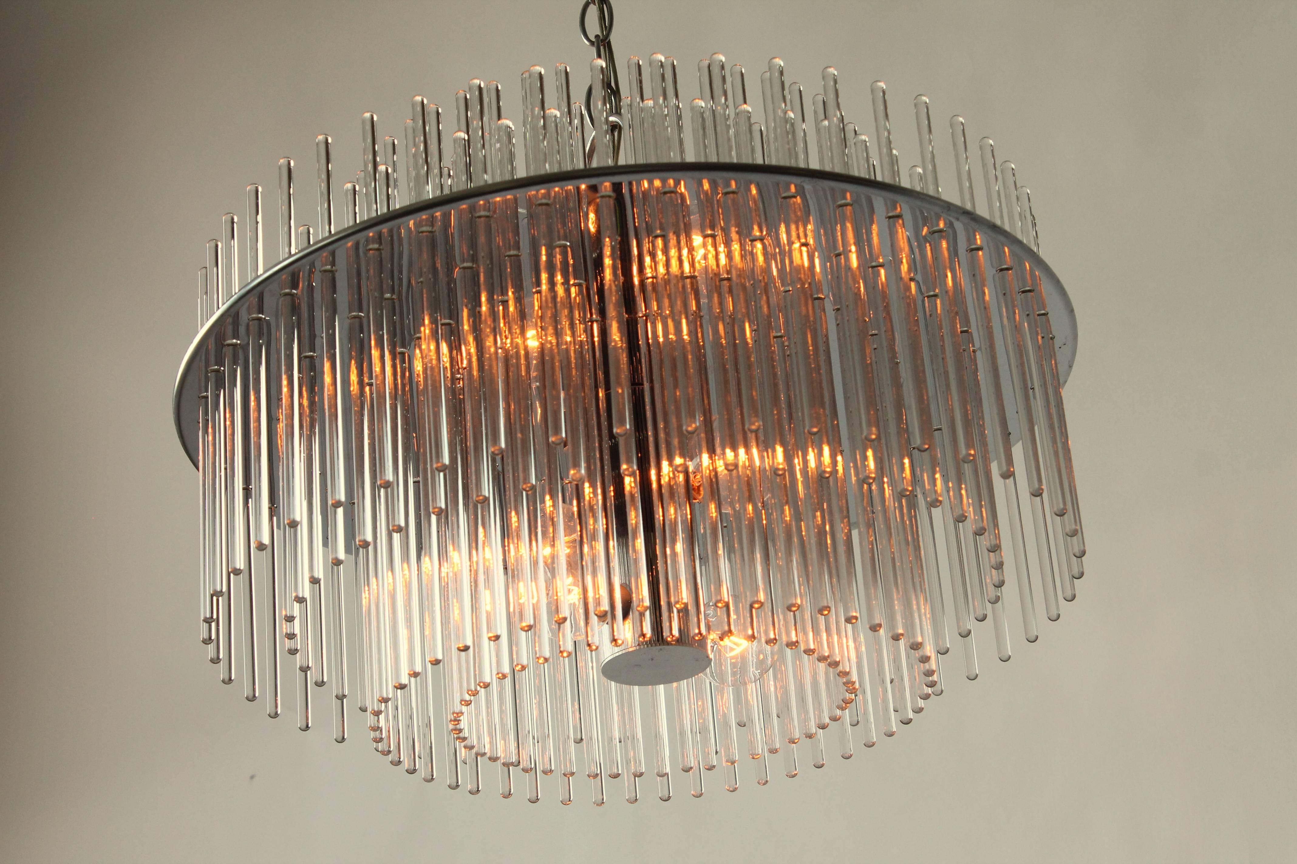 Classic Glass Rod Chandelier from Lightolier, 1980s, USA 1