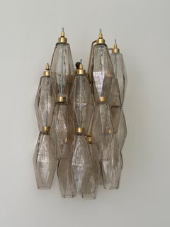 Pair of Classic Murano Wall Sconces with sand colored glass prisms