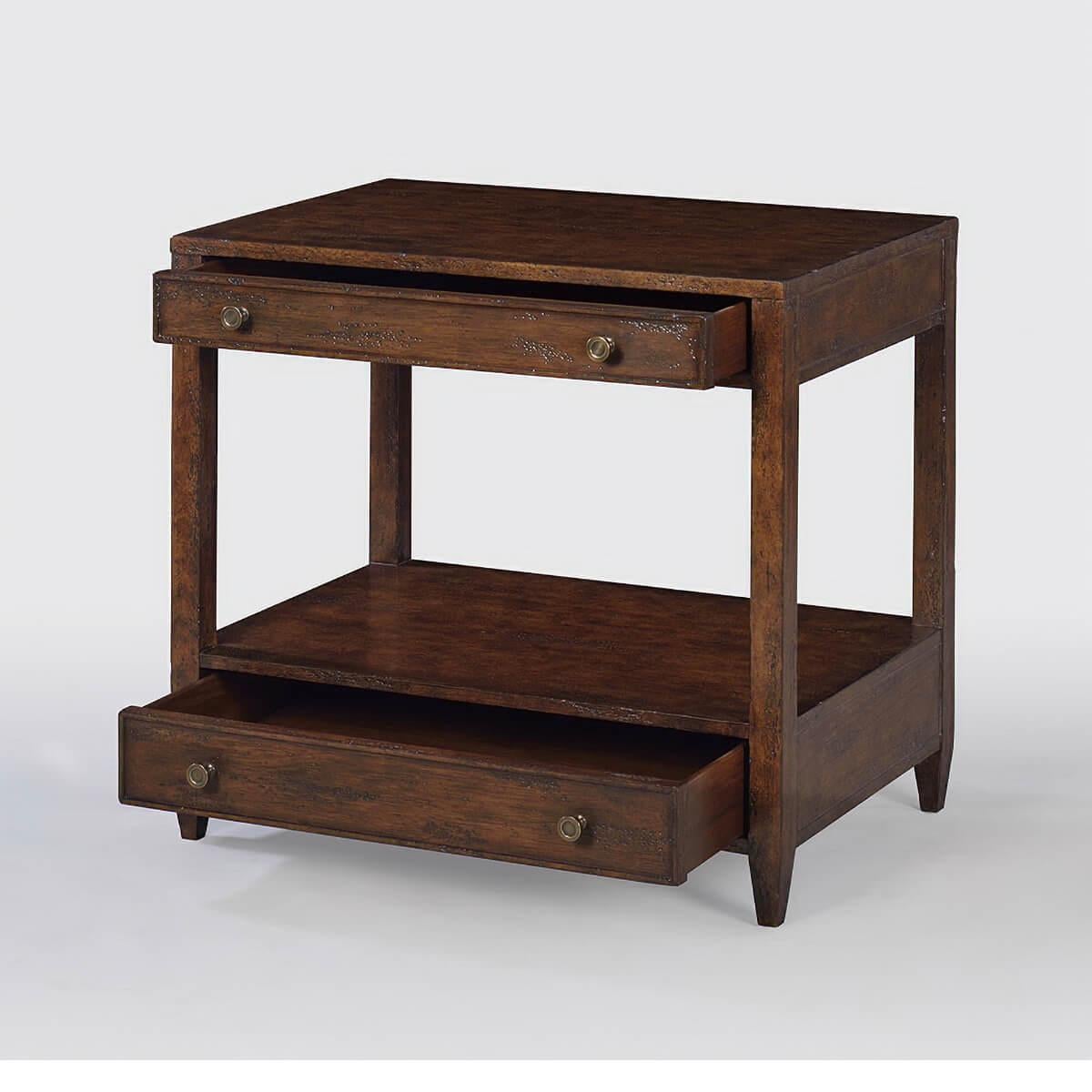 Vietnamese Pair of Classic Nightstands, Mahogany Finish For Sale