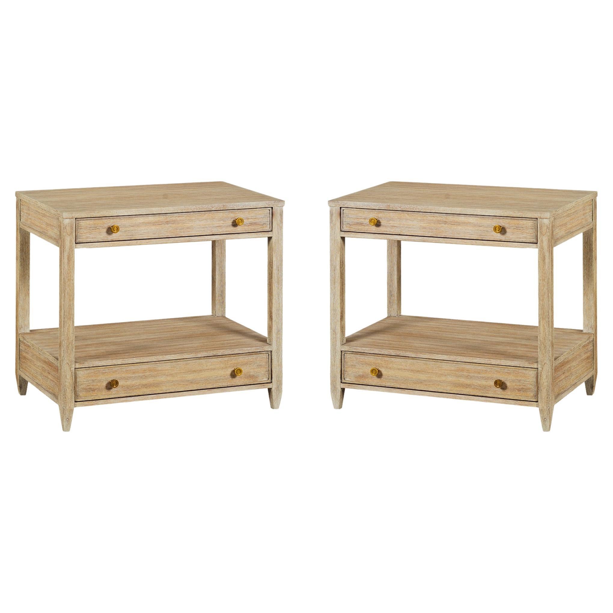 Pair of Classic Nightstands with a Weathered Finish
