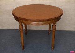 Pair of Classic Round Walnut Wood Tables with Carved Legs