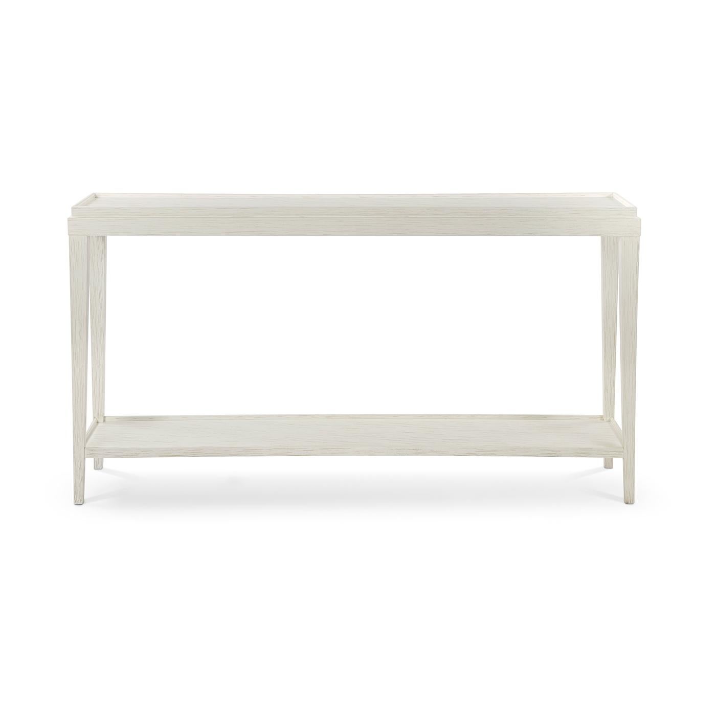 Vietnamese Pair of Classic Rustic Console Tables, White For Sale