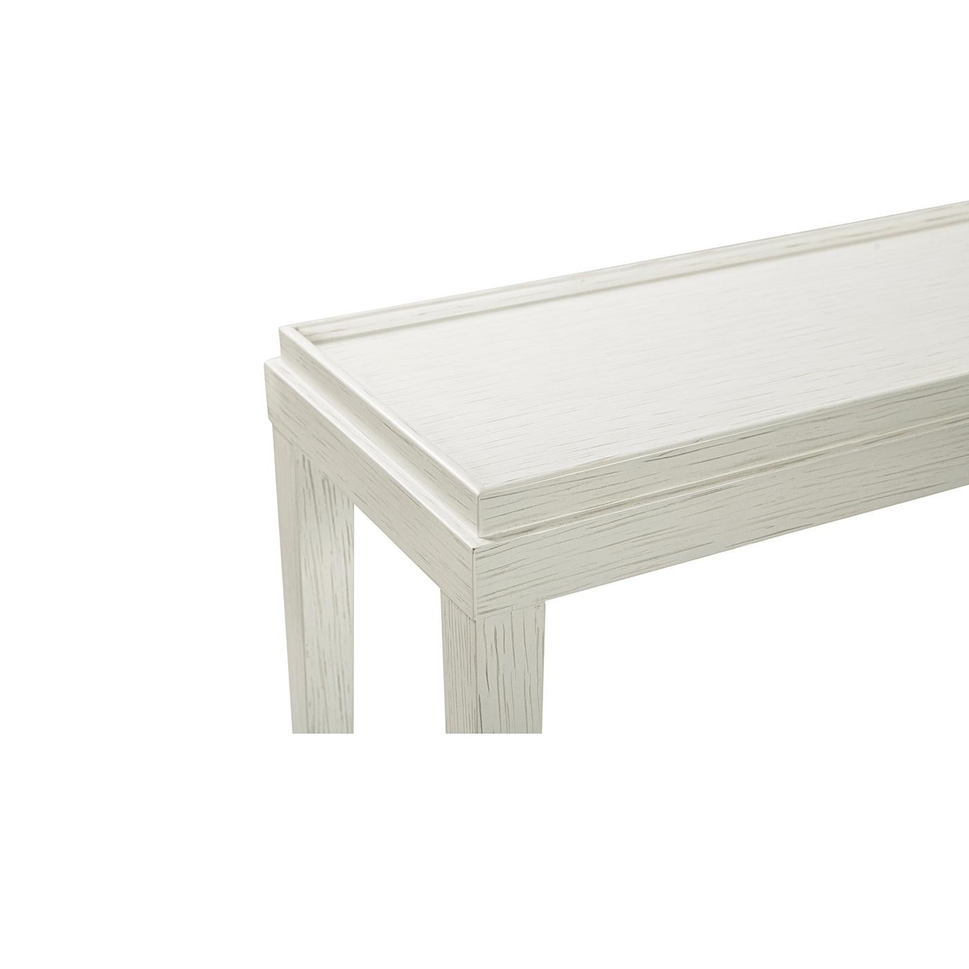 Contemporary Pair of Classic Rustic Console Tables, White For Sale