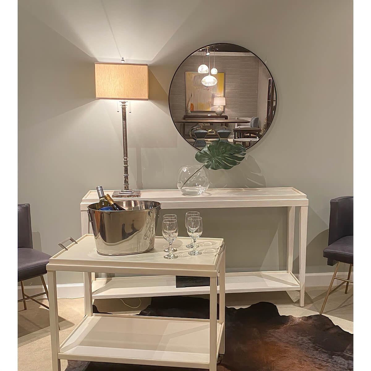 Wood Pair of Classic Rustic Console Tables, White For Sale