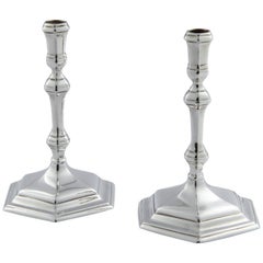 Retro Pair of Classic Sterling Silver Taper Candlesticks