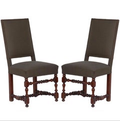Pair of Classic Turned Wood Louis XIII Style Side Chairs
