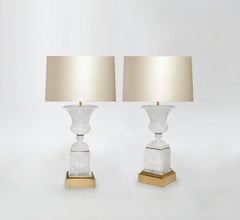 Pair of Classic Urn form Rock Crystal Lamps