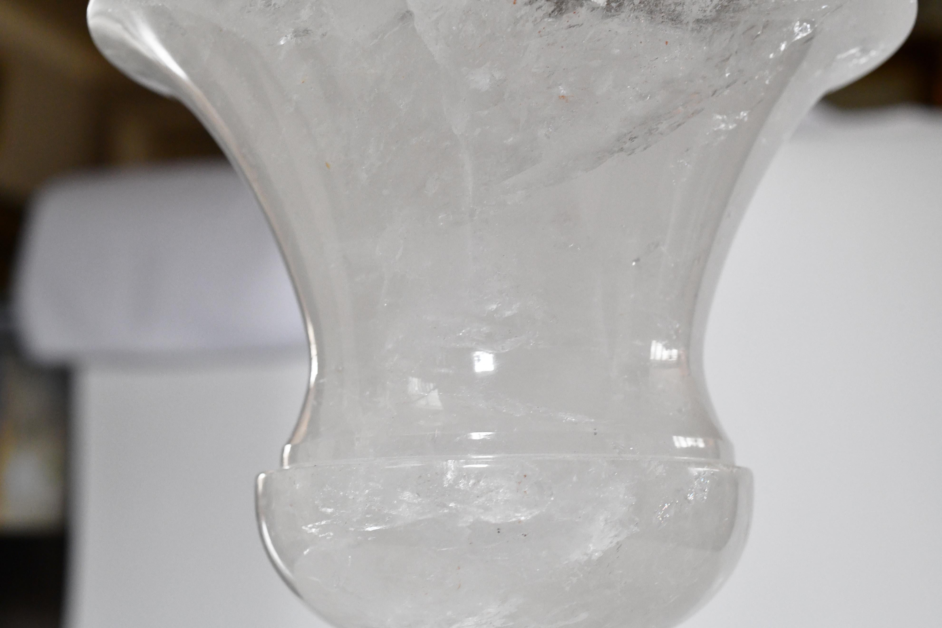 Pair of Classic Urn form Rock Crystal Lamps In Excellent Condition For Sale In New York, NY