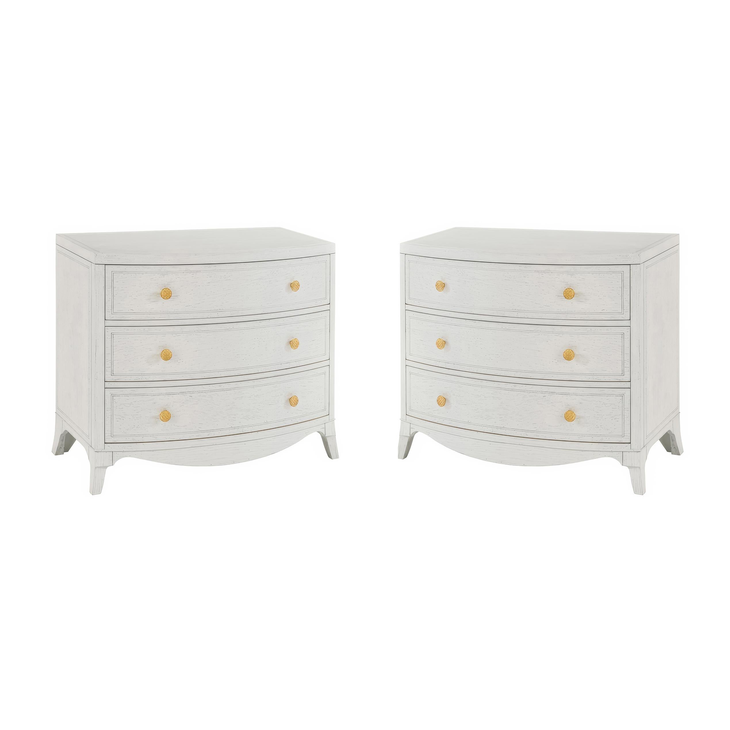 Pair of Classic White Bedside Chests For Sale