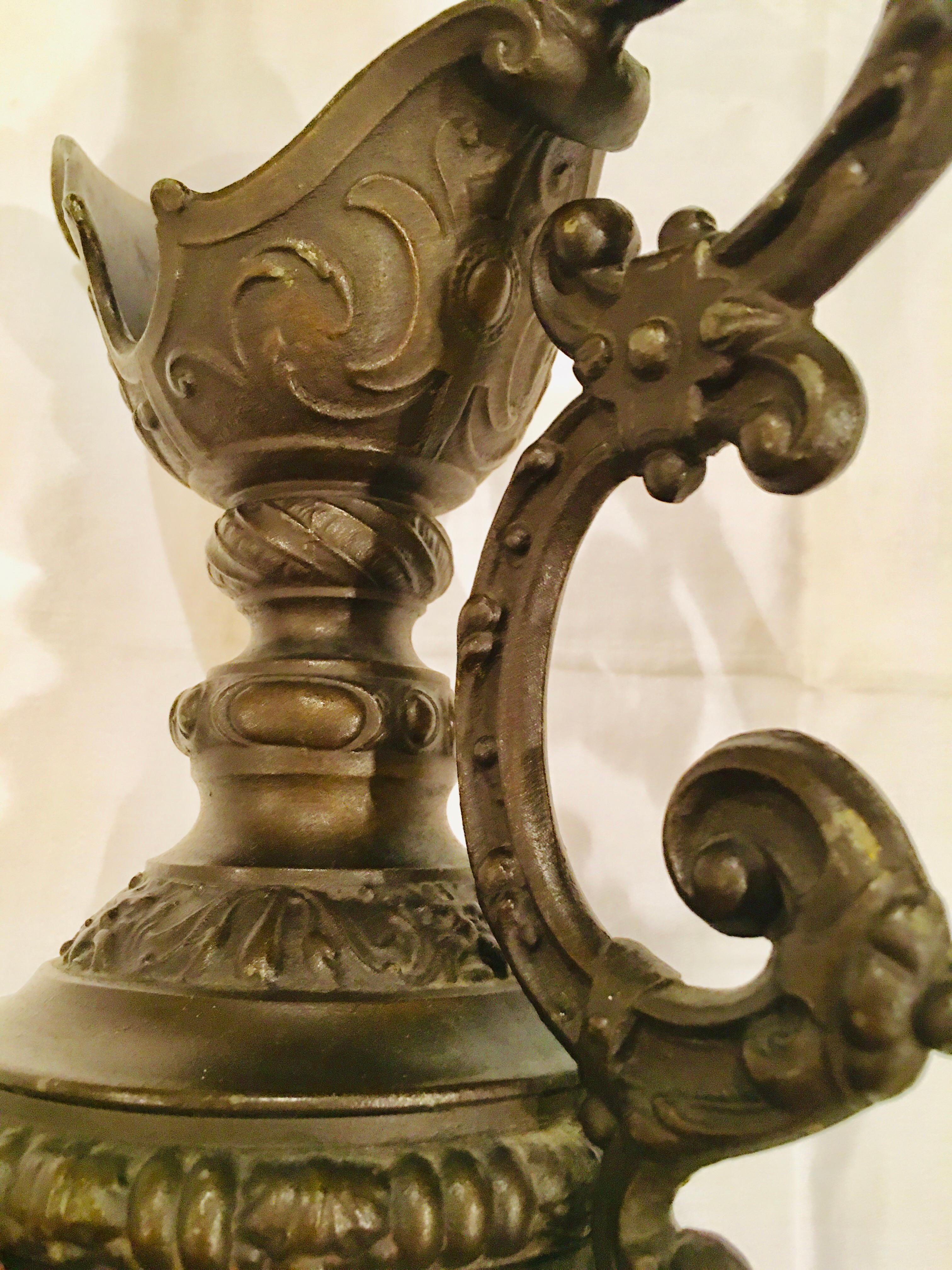 Pair of Classical 19th Century Bronze Fountain Ewers For Sale 6