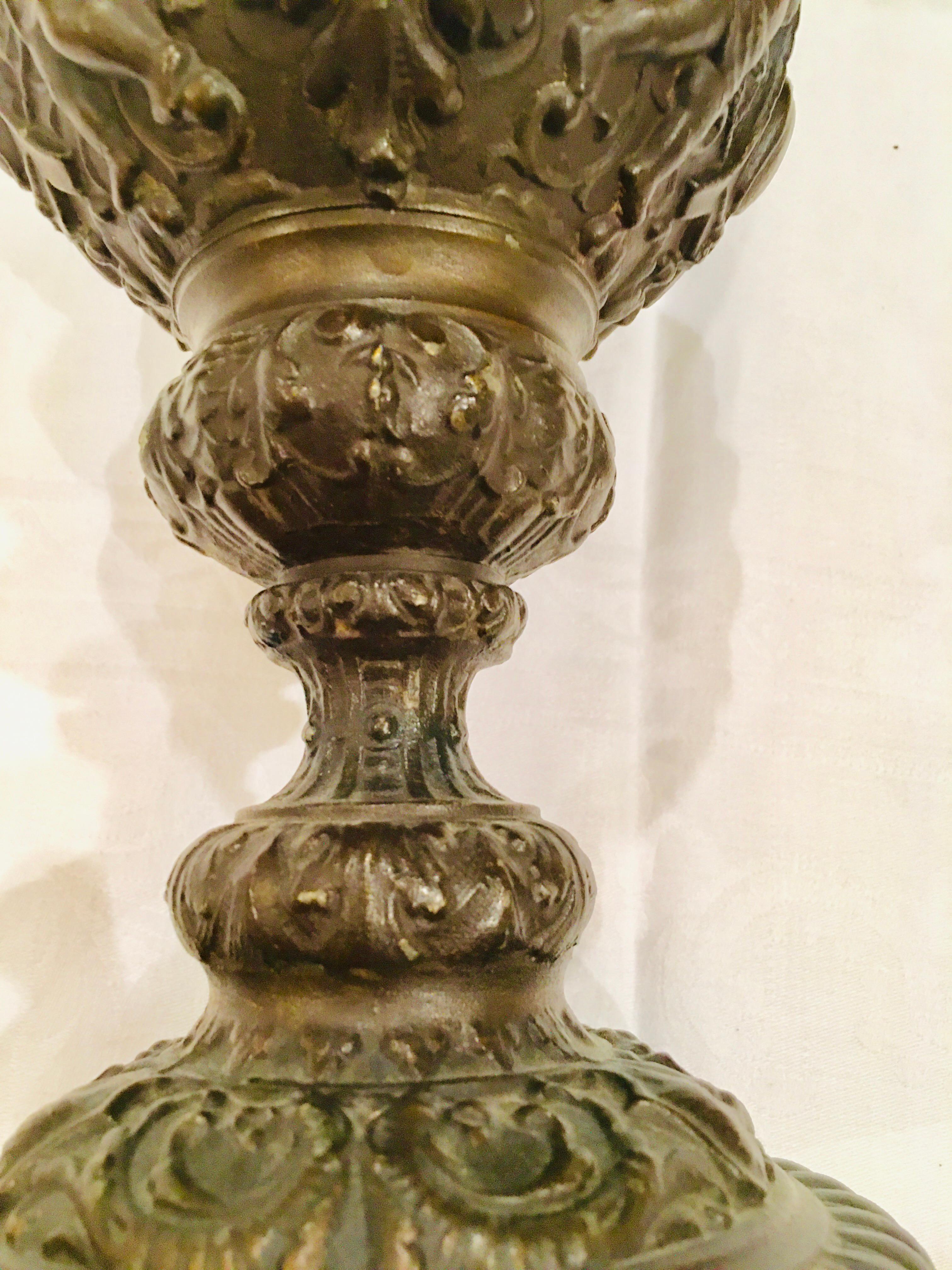 Pair of Classical 19th Century Bronze Fountain Ewers For Sale 8