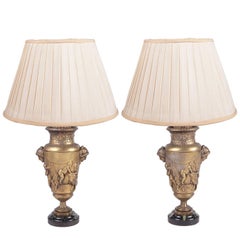 Pair of Classical 19th Century Bronze Lamps