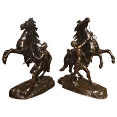 Pair of Classical 19th Century French Bronze Marley Horses