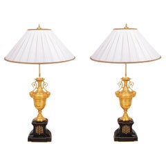 Klassische vergoldete Lampen des 19. Jahrhunderts, Paar