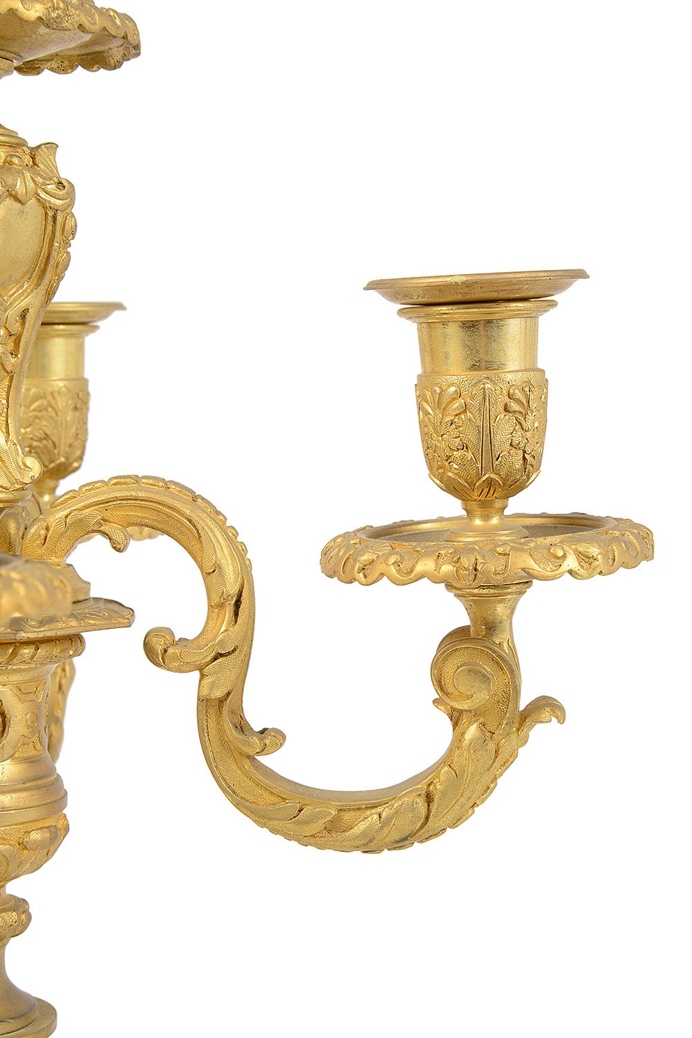 Gilt Pair of Classical 19th Century Table Candelabra
