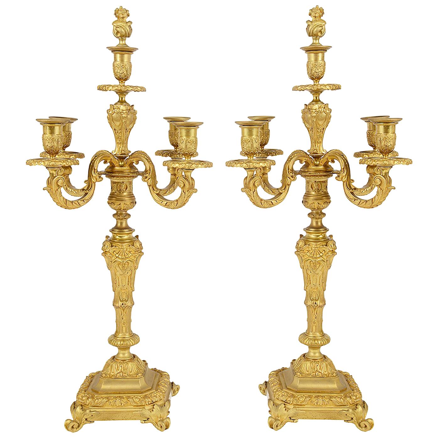 Pair of Classical 19th Century Table Candelabra