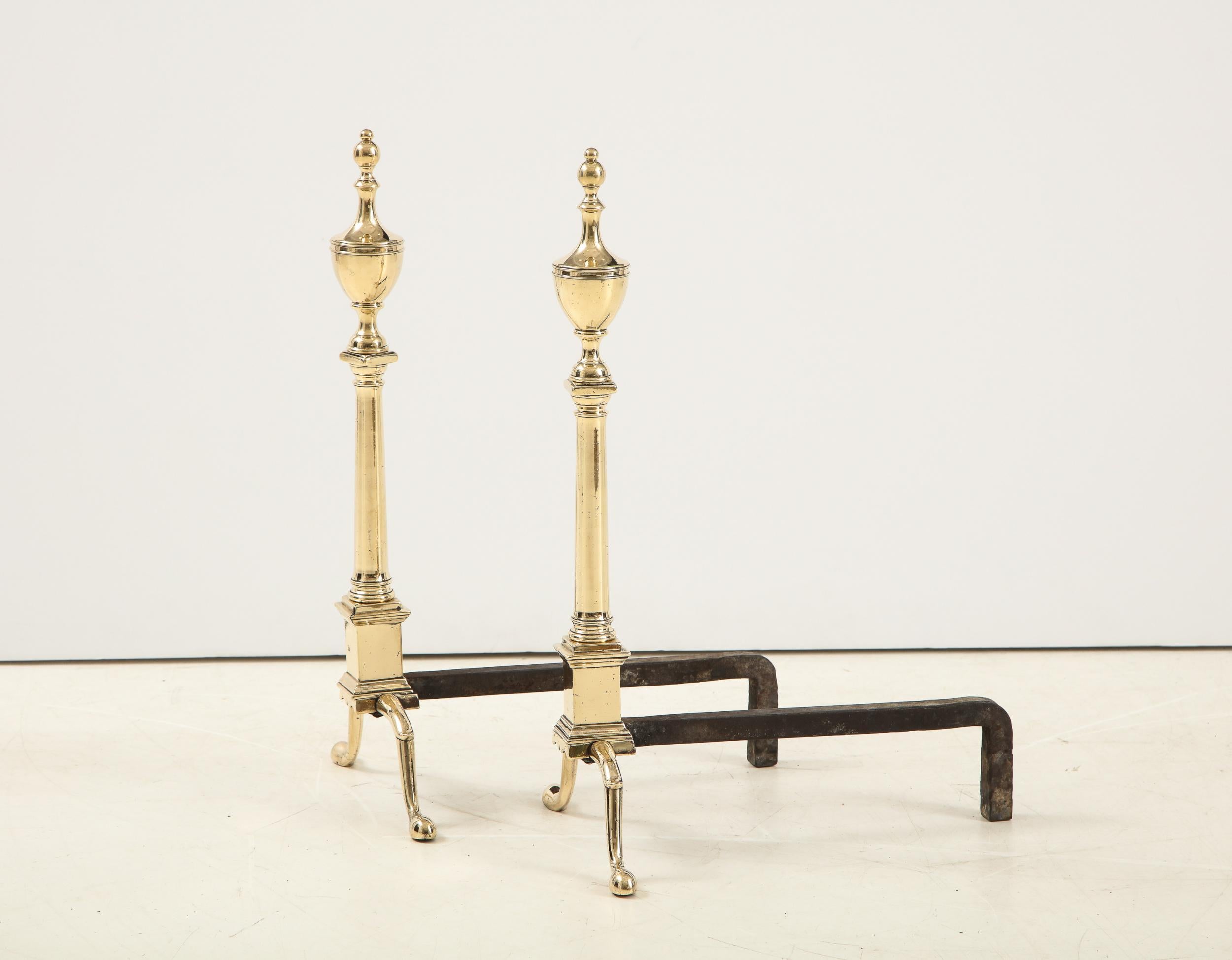 Cast Pair of Classical Federal Andirons For Sale
