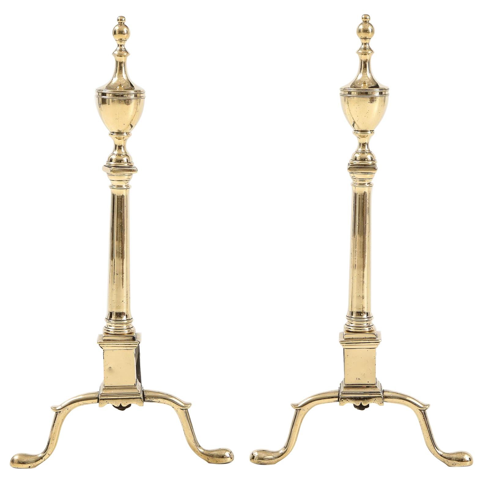 Pair of Classical Federal Andirons For Sale