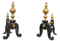 Pair of Classical Brass and Iron Tool Rests