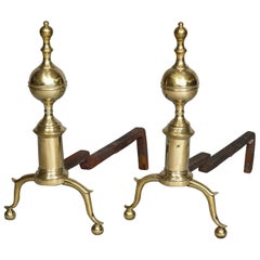 Pair of Classical Brass Andirons