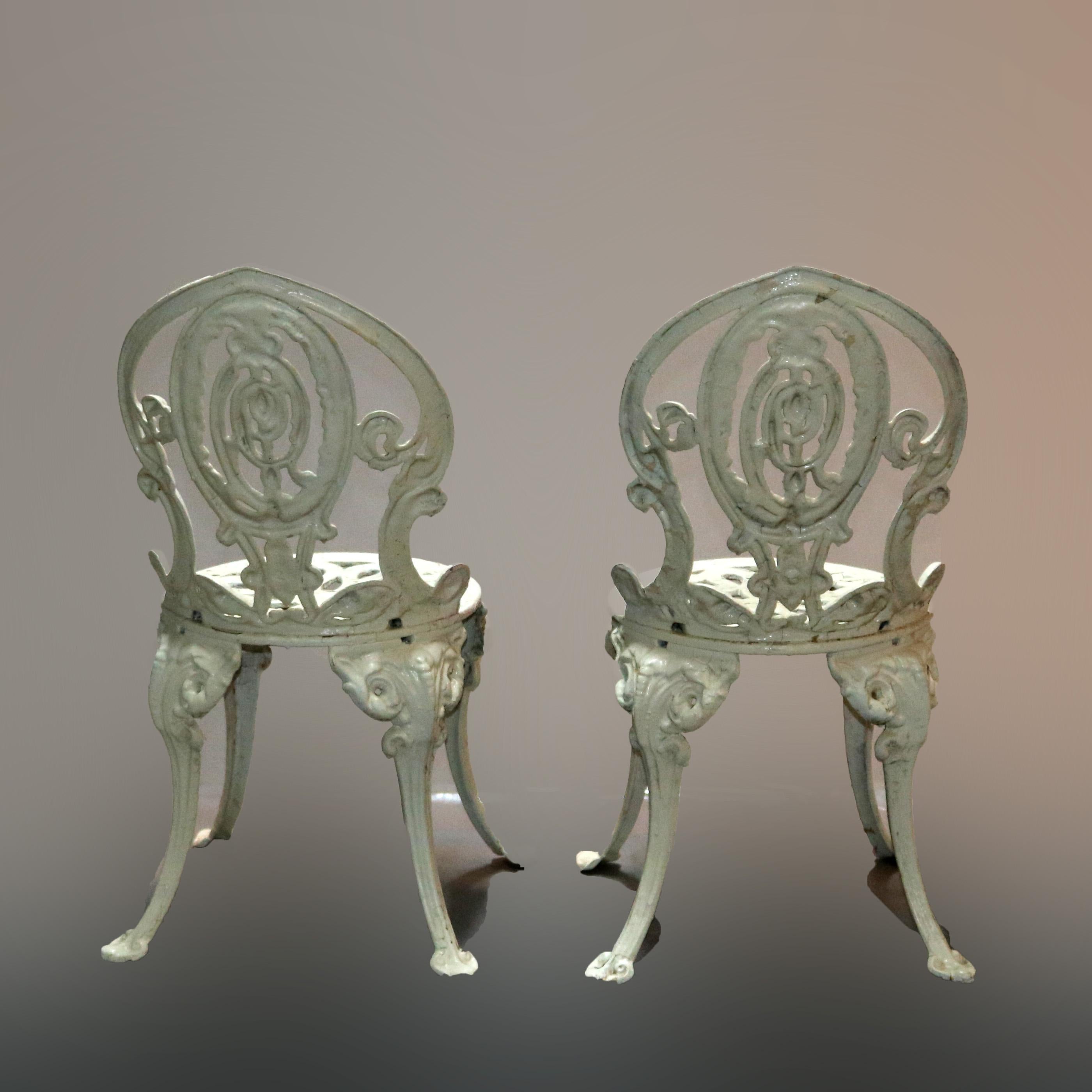 Pair of Classical Cast Iron Garden Chairs, 20th Century 5