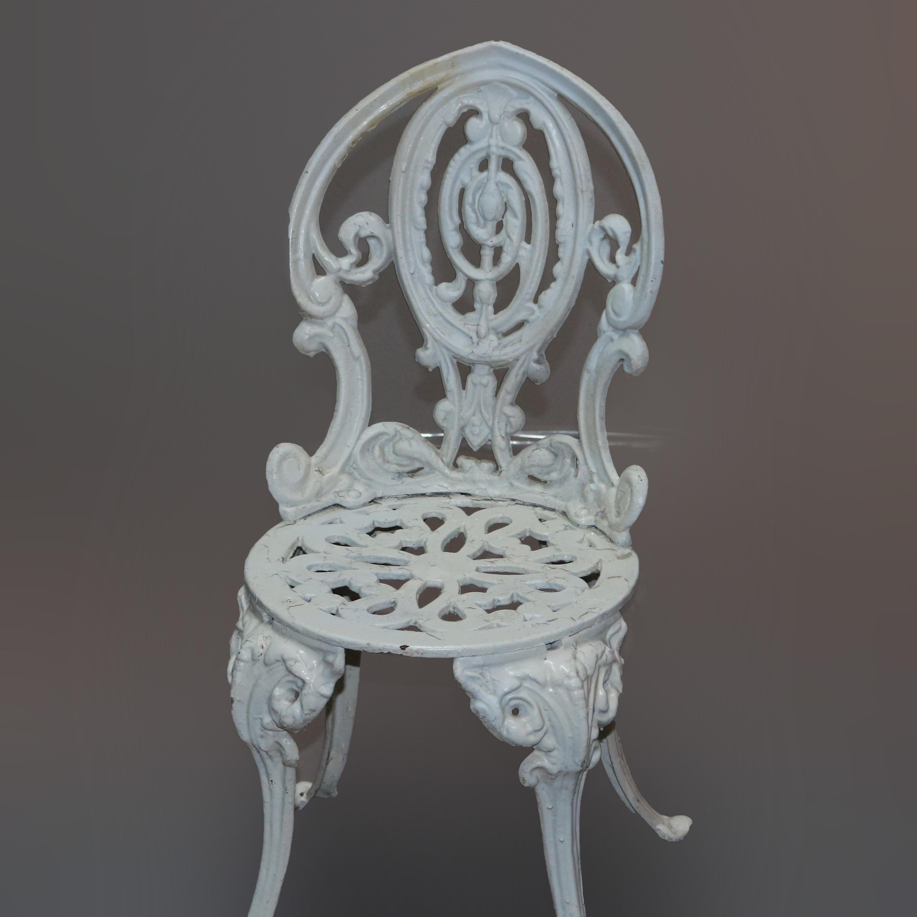 Victorian Pair of Classical Cast Iron Garden Chairs, 20th Century
