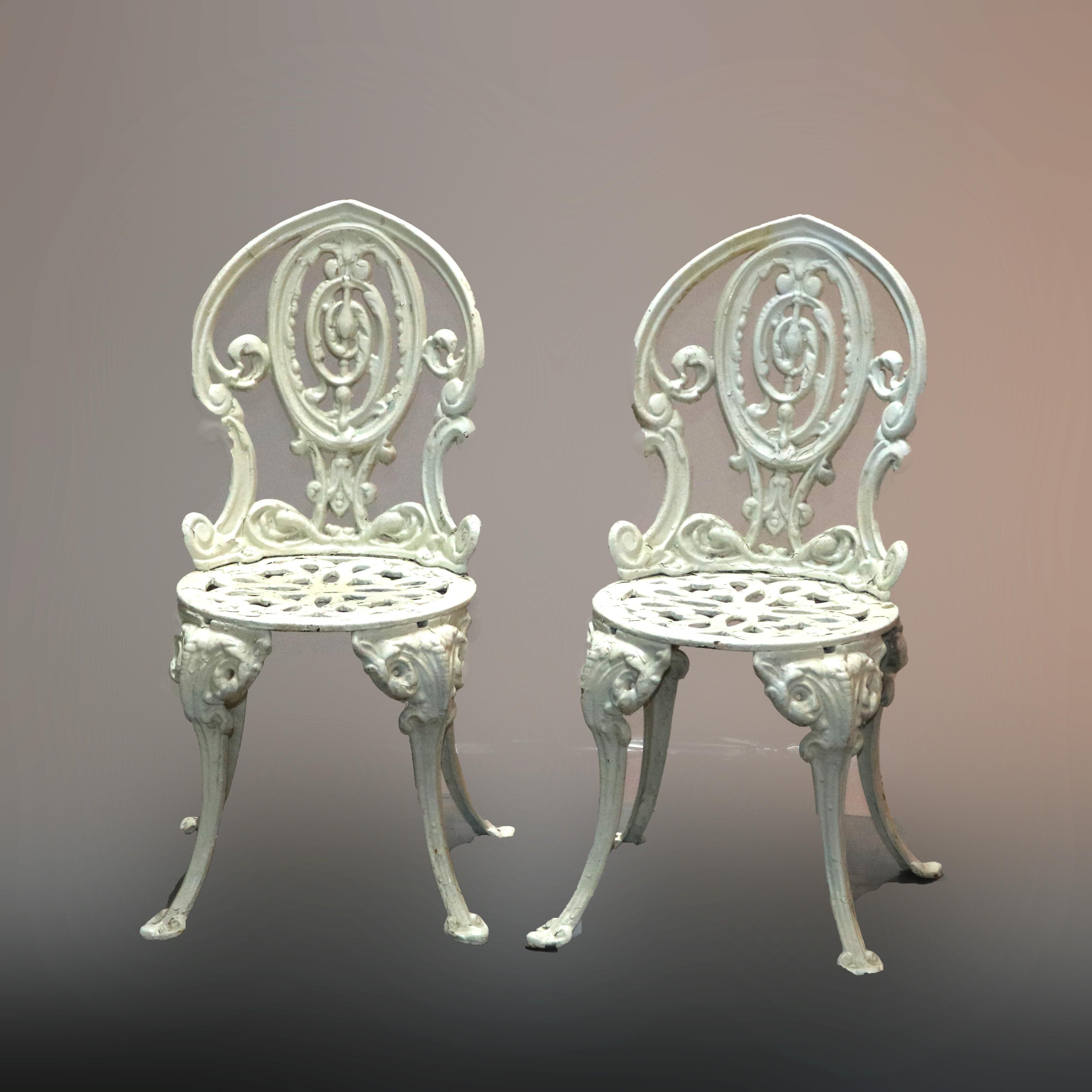 Pair of Classical Cast Iron Garden Chairs, 20th Century 3