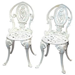 Pair of Classical Cast Iron Garden Chairs, 20th Century
