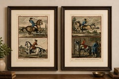 Pair of Classical Dressage Engravings — Haute École Horsemanship, c.1750