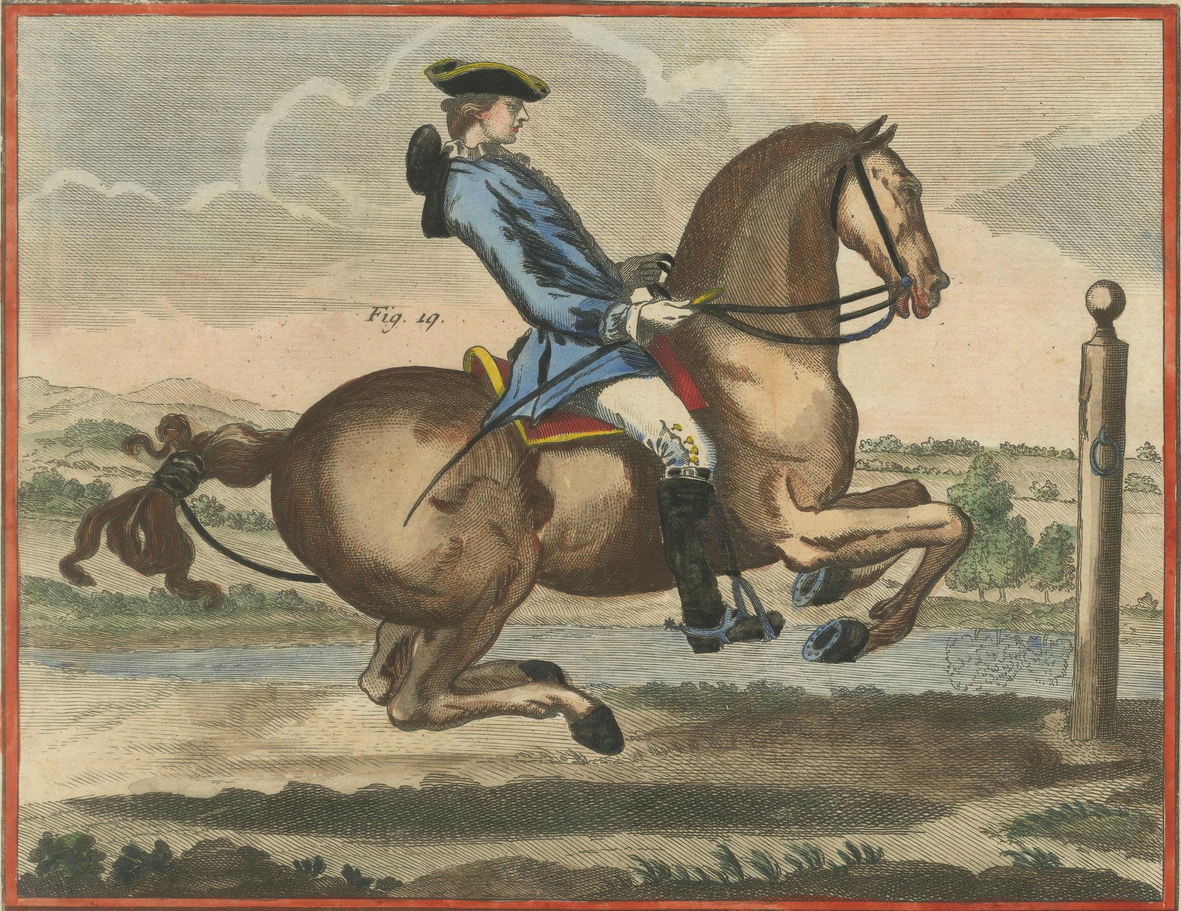 Pair of Classical Dressage Engravings — Haute École Horsemanship, c.1750