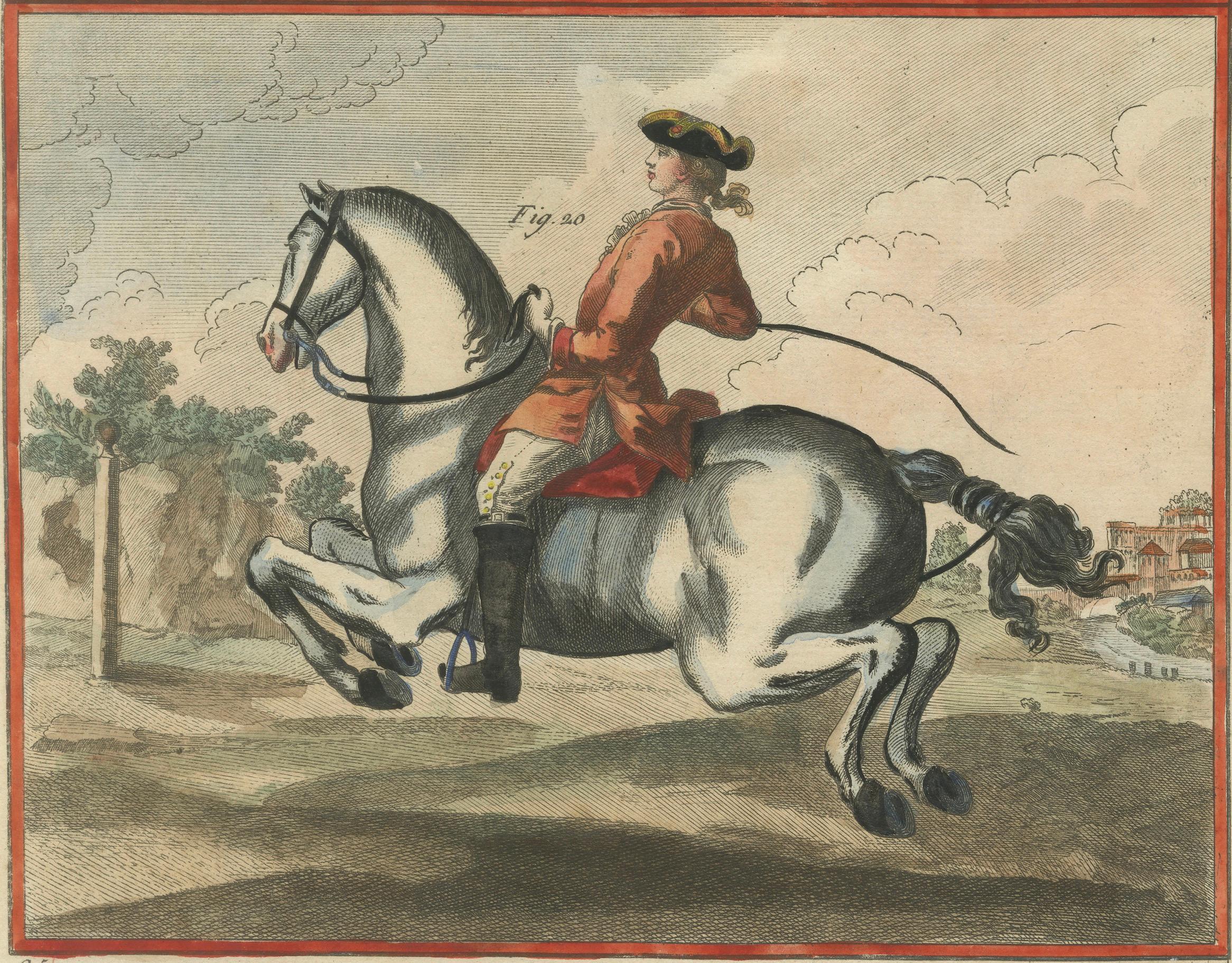 Pair of Classical Dressage Engravings — Haute École Horsemanship, c.1750