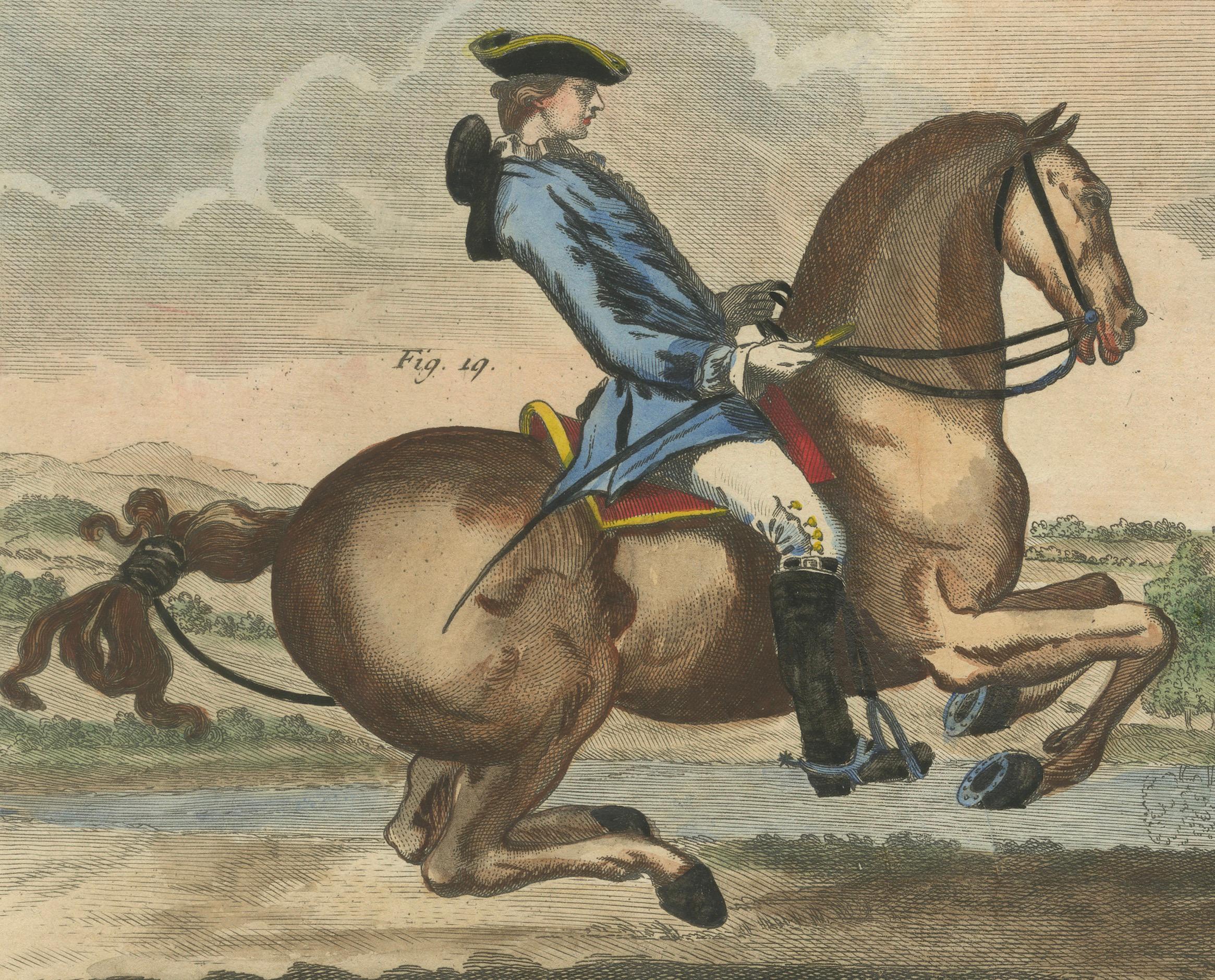 Pair of Classical Dressage Engravings — Haute École Horsemanship, c.1750