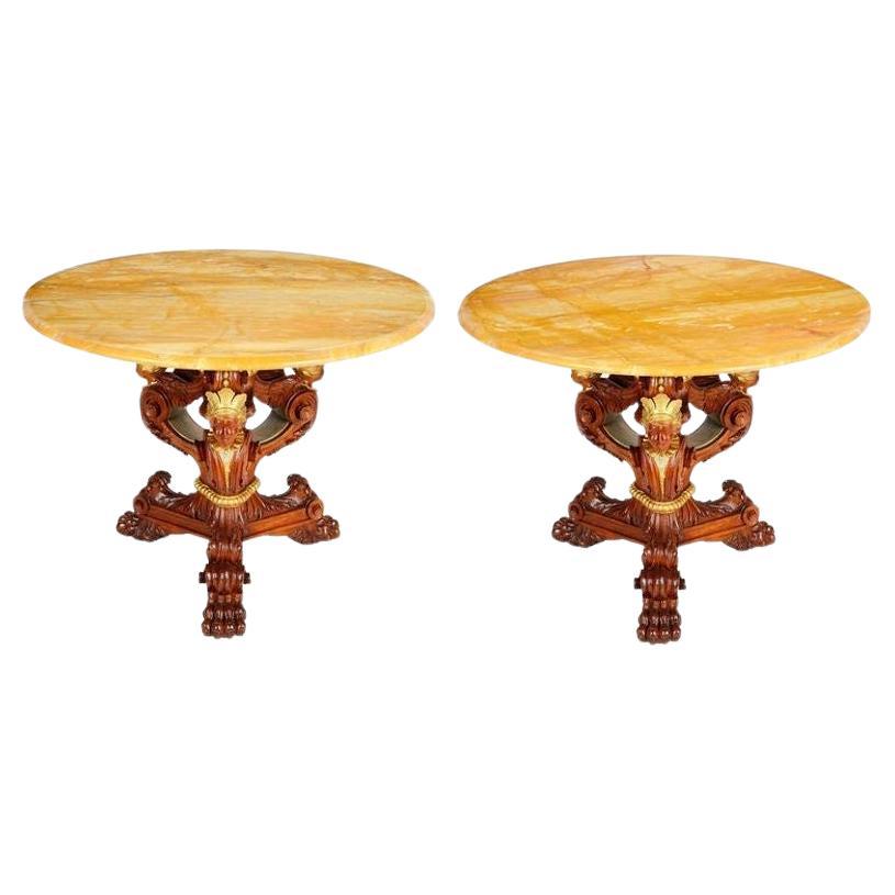 Pair of Classical Empire Style Side Tables For Sale