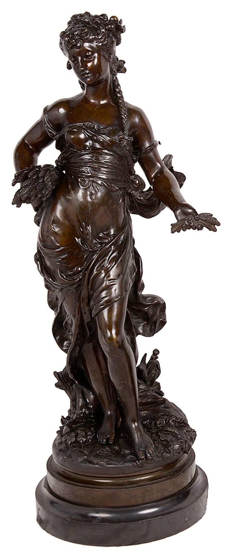 Pair of Classical Female Bronze Statues by H. Moreau at 1stDibs h