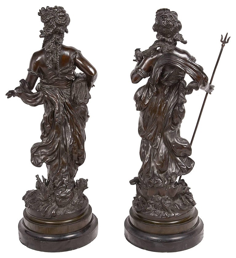 Pair of Classical Female Bronze Statues by H. Moreau at 1stDibs h