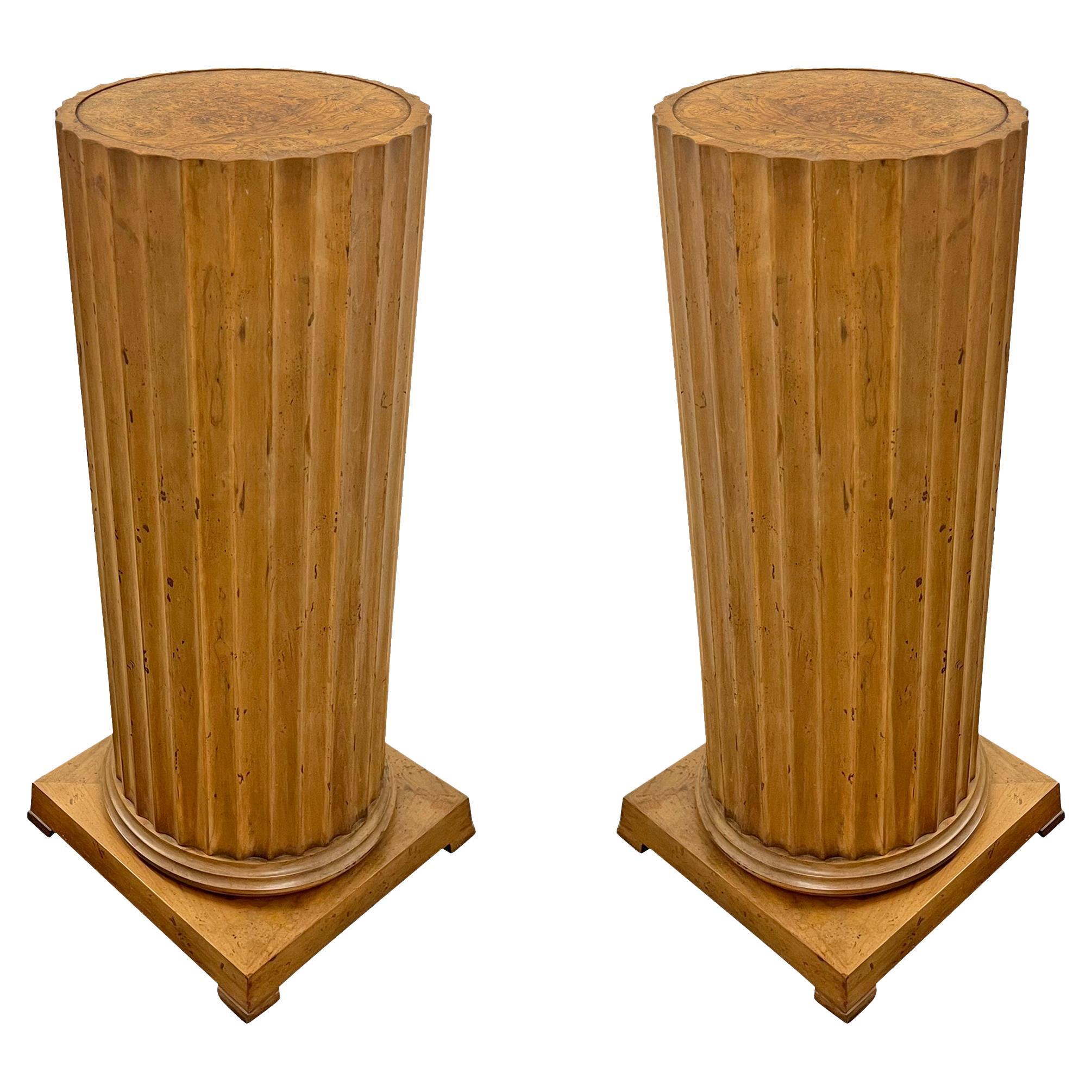 Pair of Classical Fluted Column Pedestals