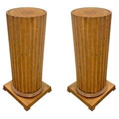 Pair of Classical Fluted Column Pedestals