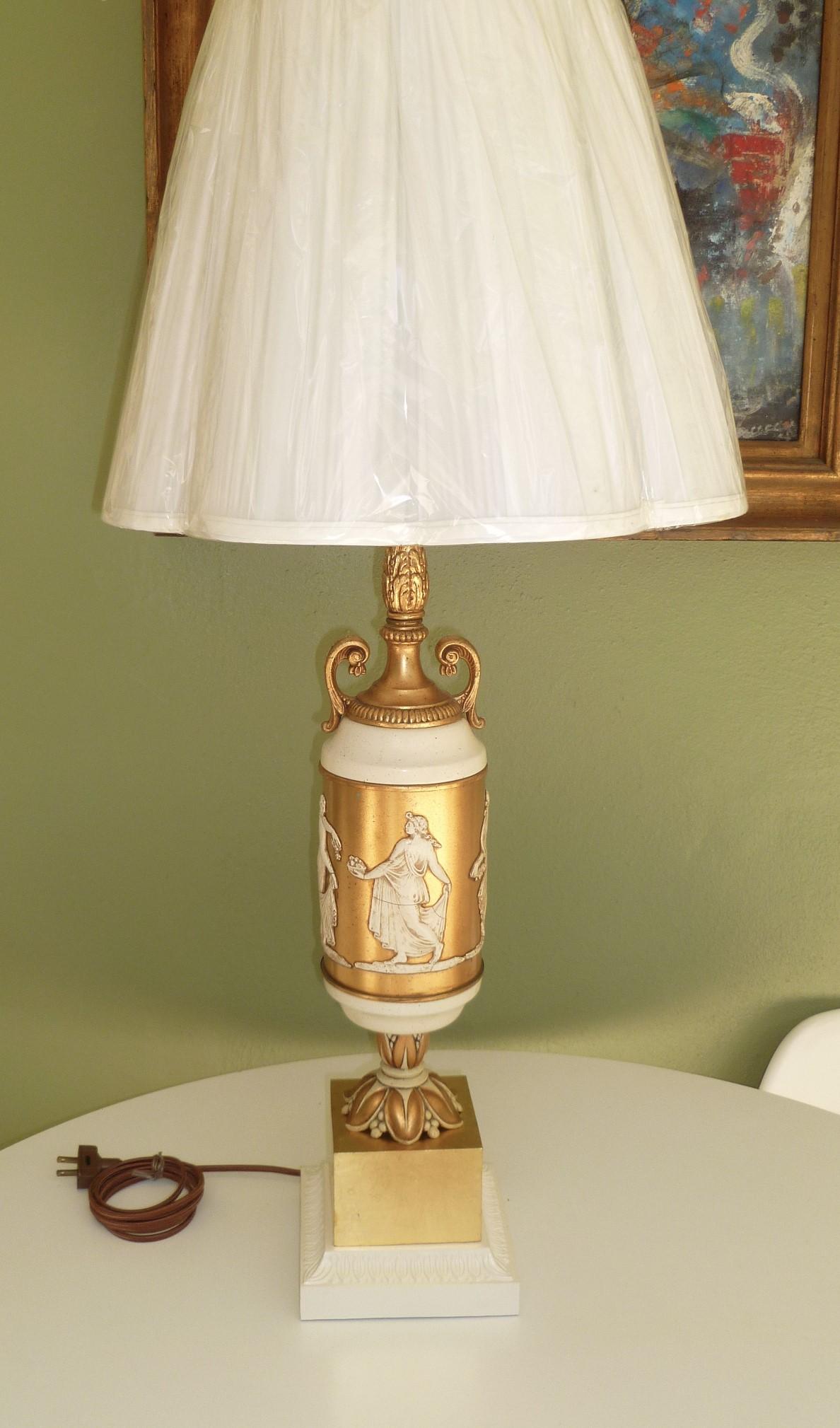 Pair of Classical Gilt and Enamel Urn Form Table Lamps 5