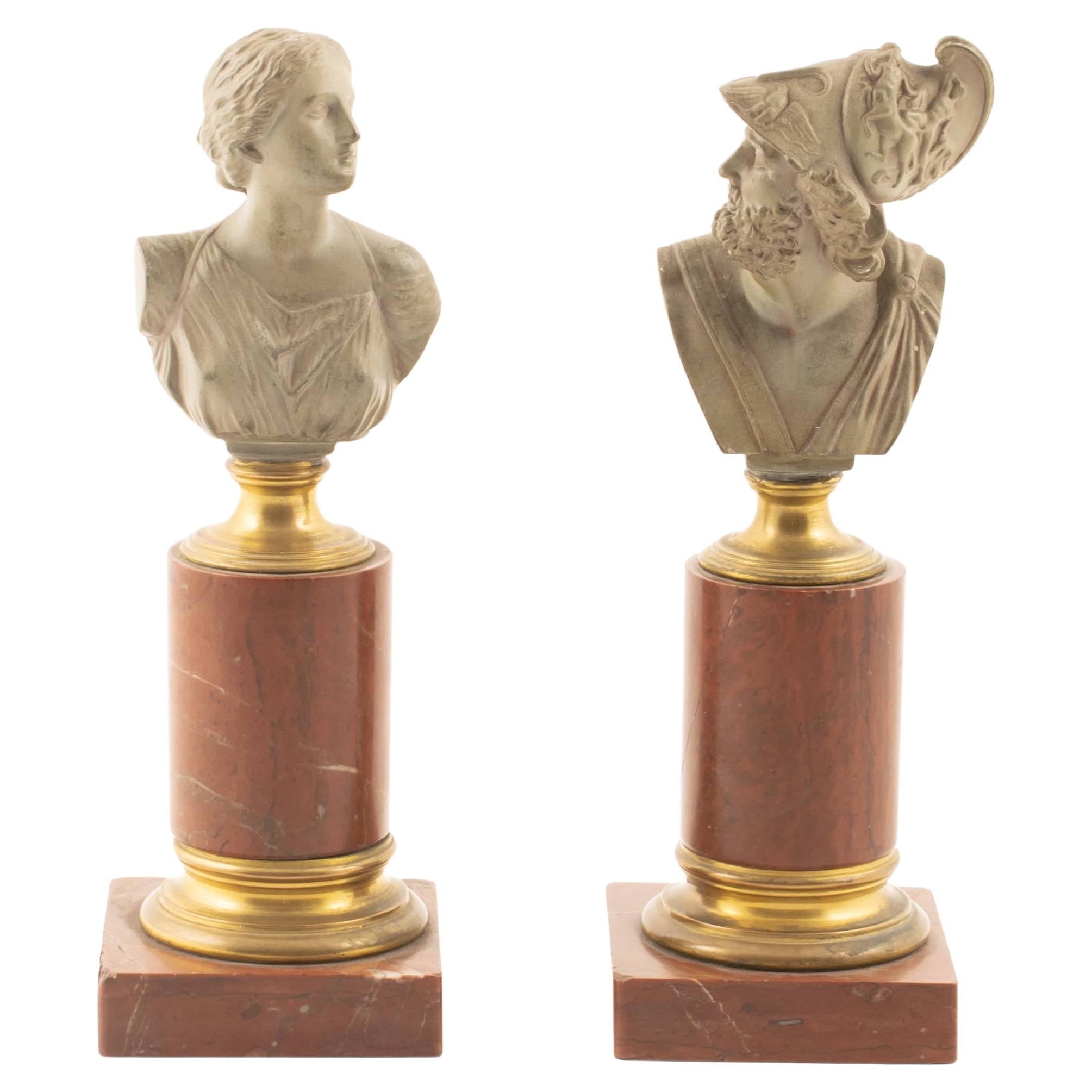 Pair of Classical Greek Figures Busts, Menelaos & Helena