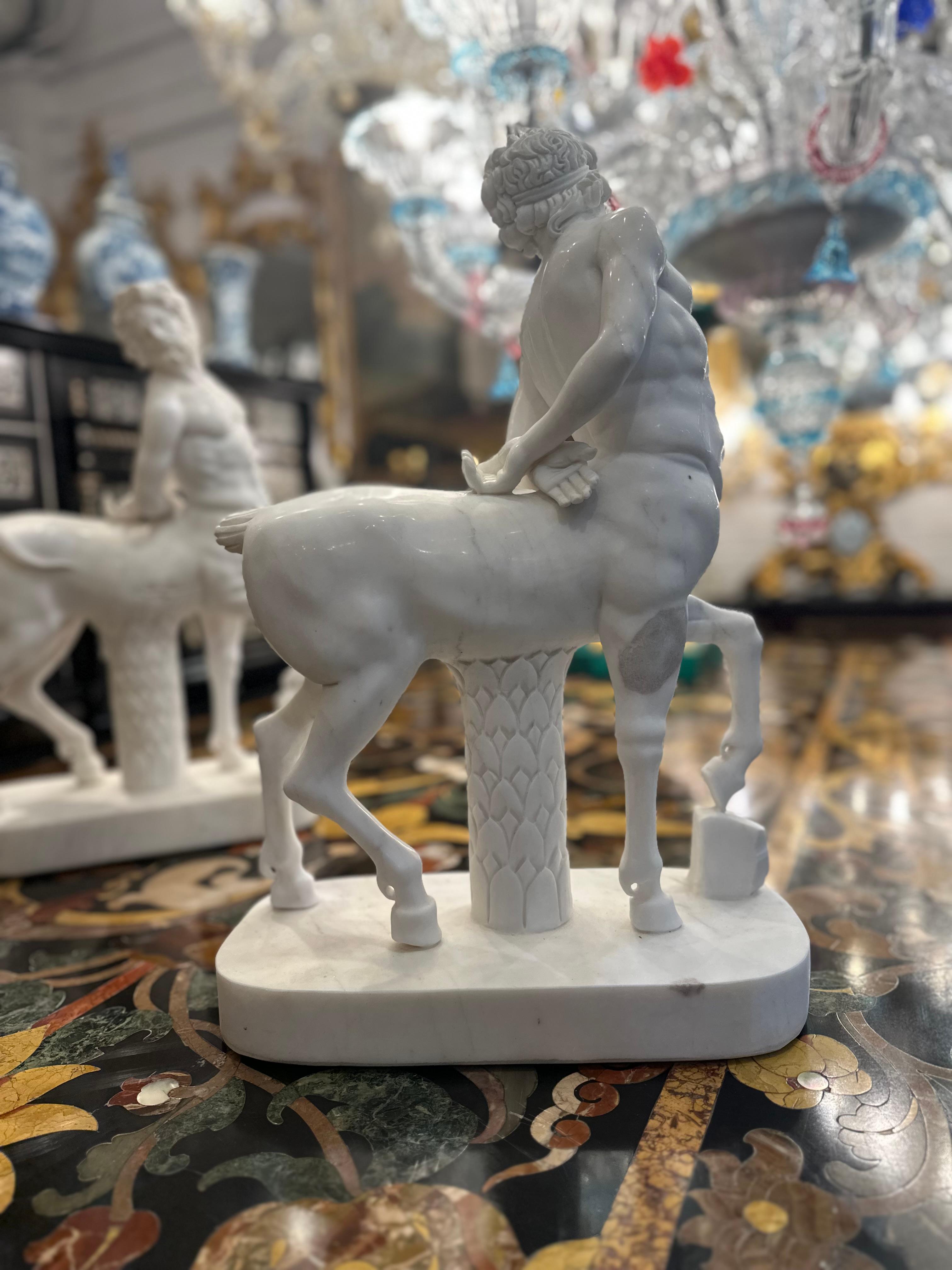 European Pair Of Classical Greek Style Marble Centaur Figures For Sale