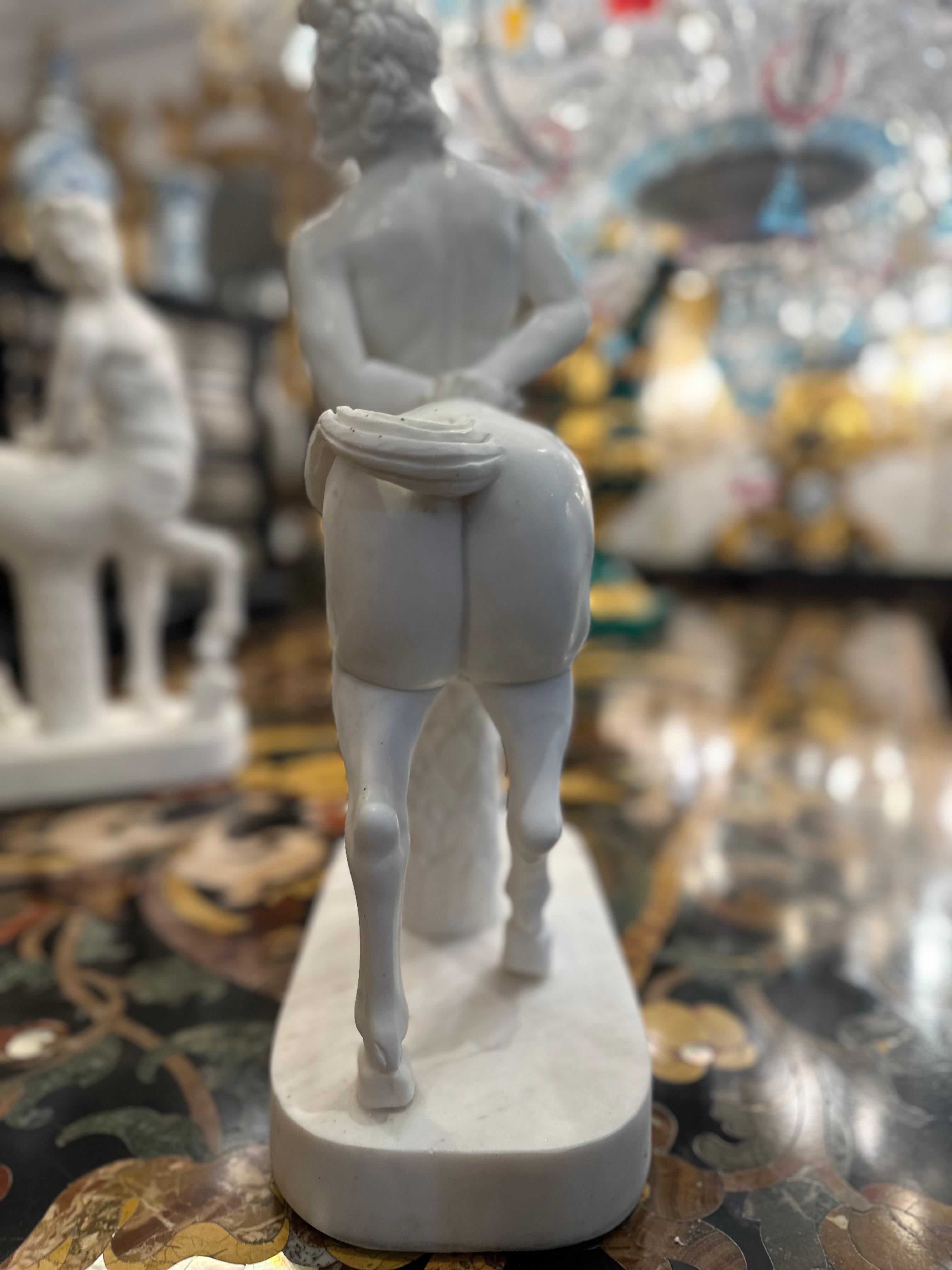Carved Pair Of Classical Greek Style Marble Centaur Figures For Sale