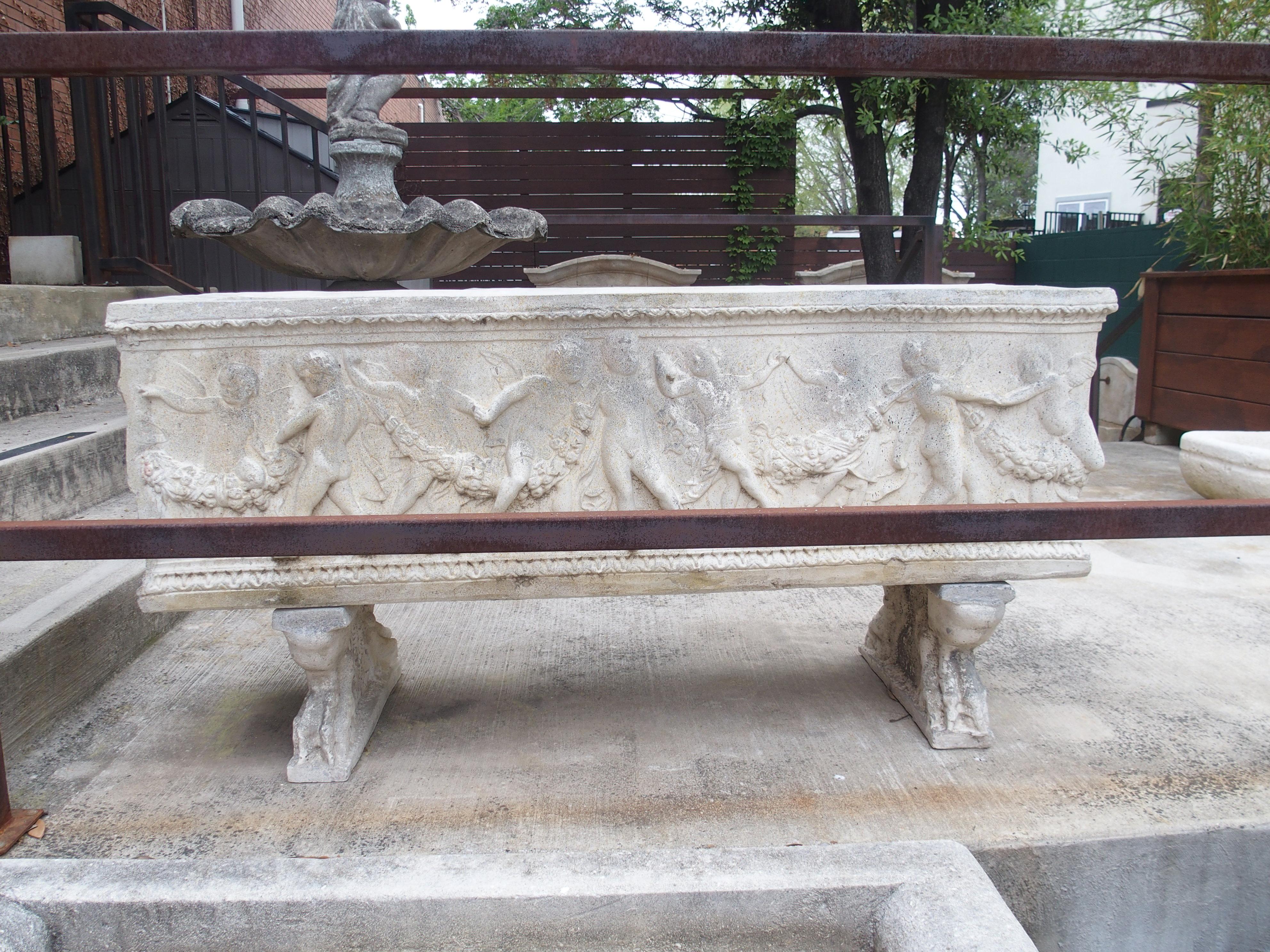 Neoclassical Pair of Classical Italian Bacchanalian Garden Planters or Troughs on Claw Feet